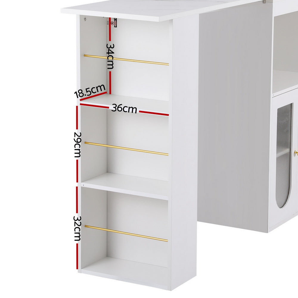 Bar Table Storage Cabinet Wine Rack - White