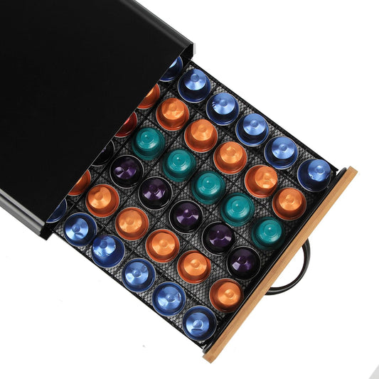 Coffee Pods Storage Drawer Compatible with 60 Nespresso - Natural