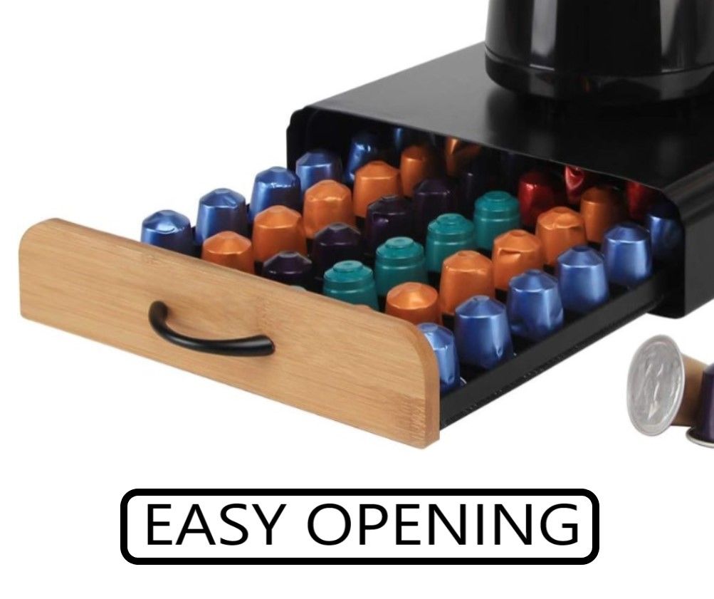 Coffee Pods Storage Drawer Compatible with 60 Nespresso - Natural