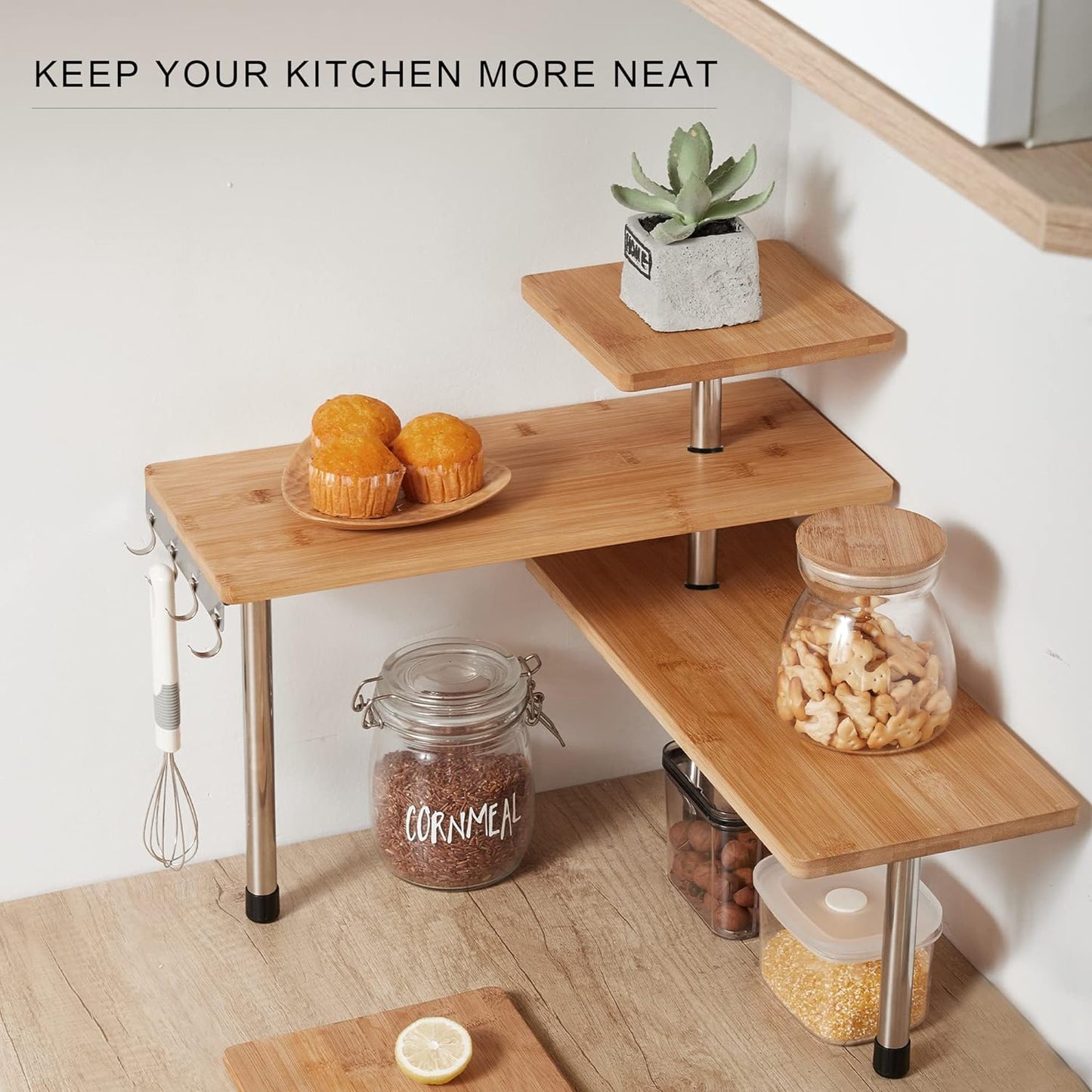 Corner Shelf Kitchen Spice Rack 3 Tier Home Storage Organiser