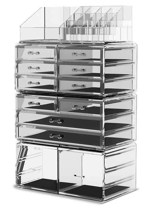 Makeup Cosmetic Organizer Storage with 12 Drawers Display Boxes (Clear) Storage Nook