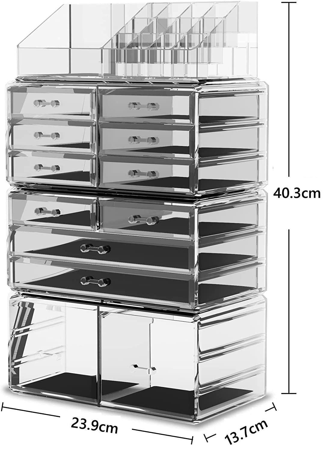 Makeup Cosmetic Organizer Storage with 12 Drawers Display Boxes (Clear) Storage Nook