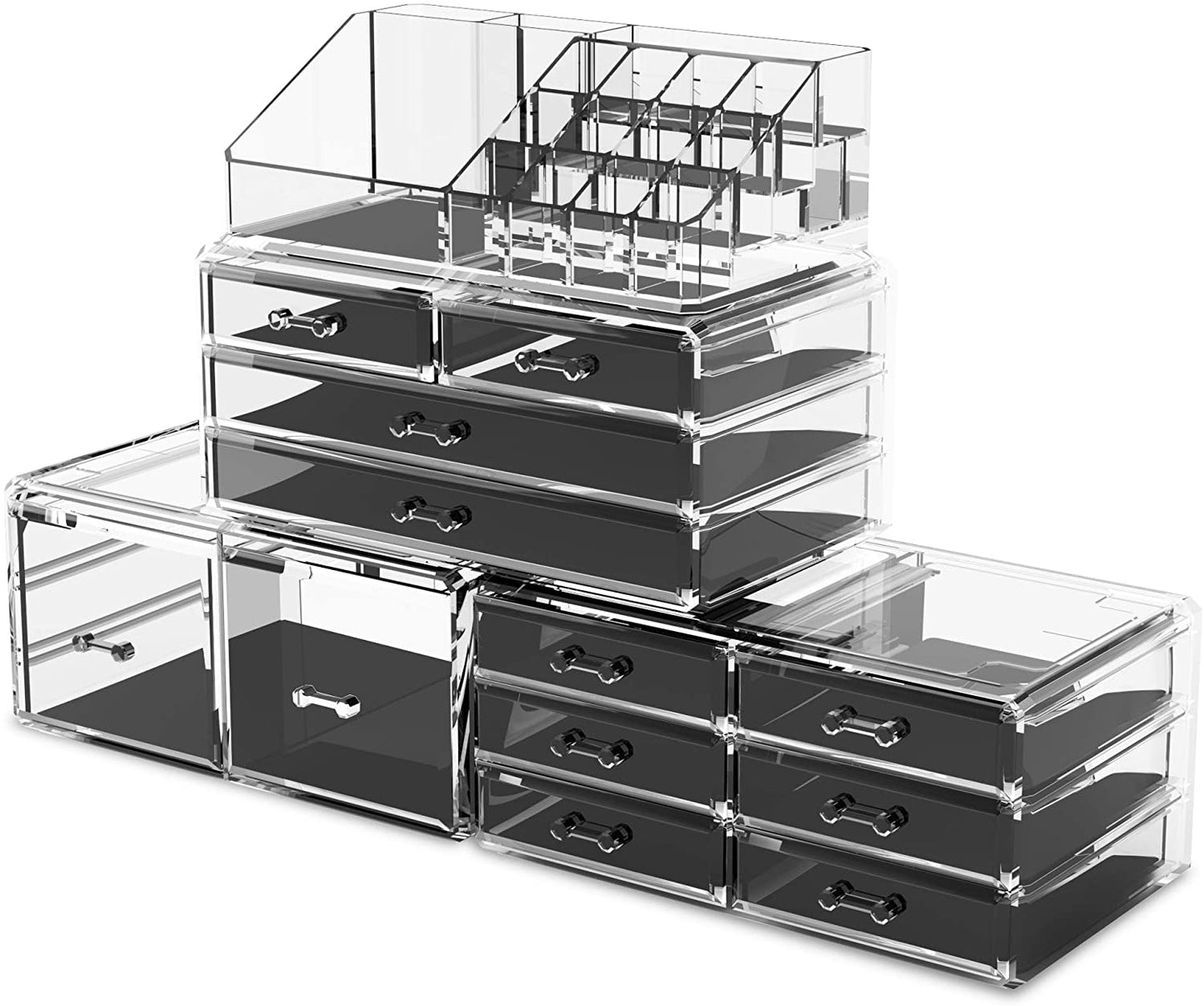 Makeup Cosmetic Organizer Storage with 12 Drawers Display Boxes (Clear) Storage Nook