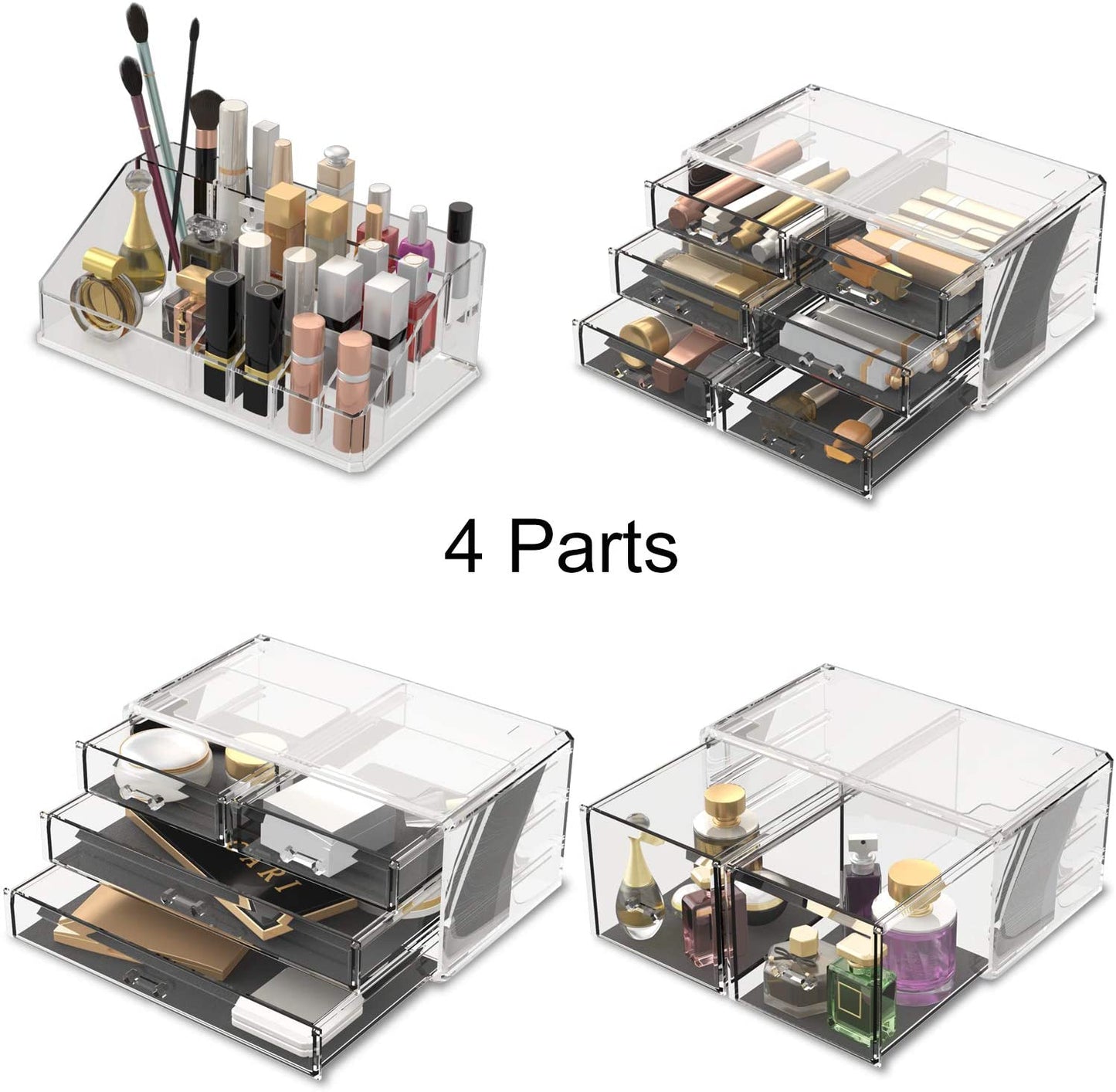 Makeup Cosmetic Organizer Storage with 12 Drawers Display Boxes (Clear) Storage Nook