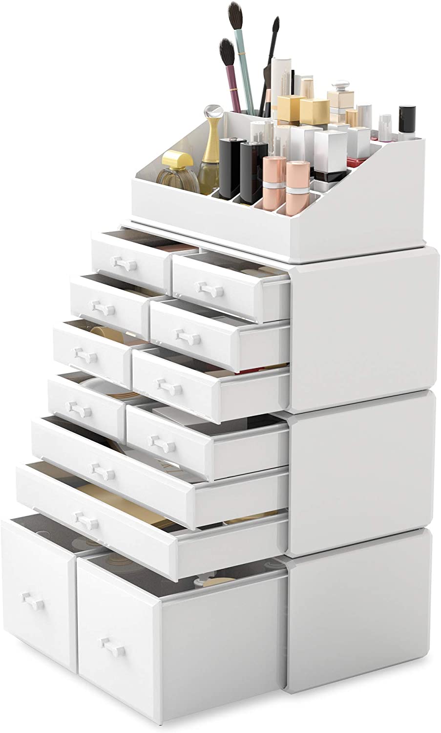 Makeup Cosmetic Organizer Storage with 12 Drawers Display Boxes (white) Storage Nook