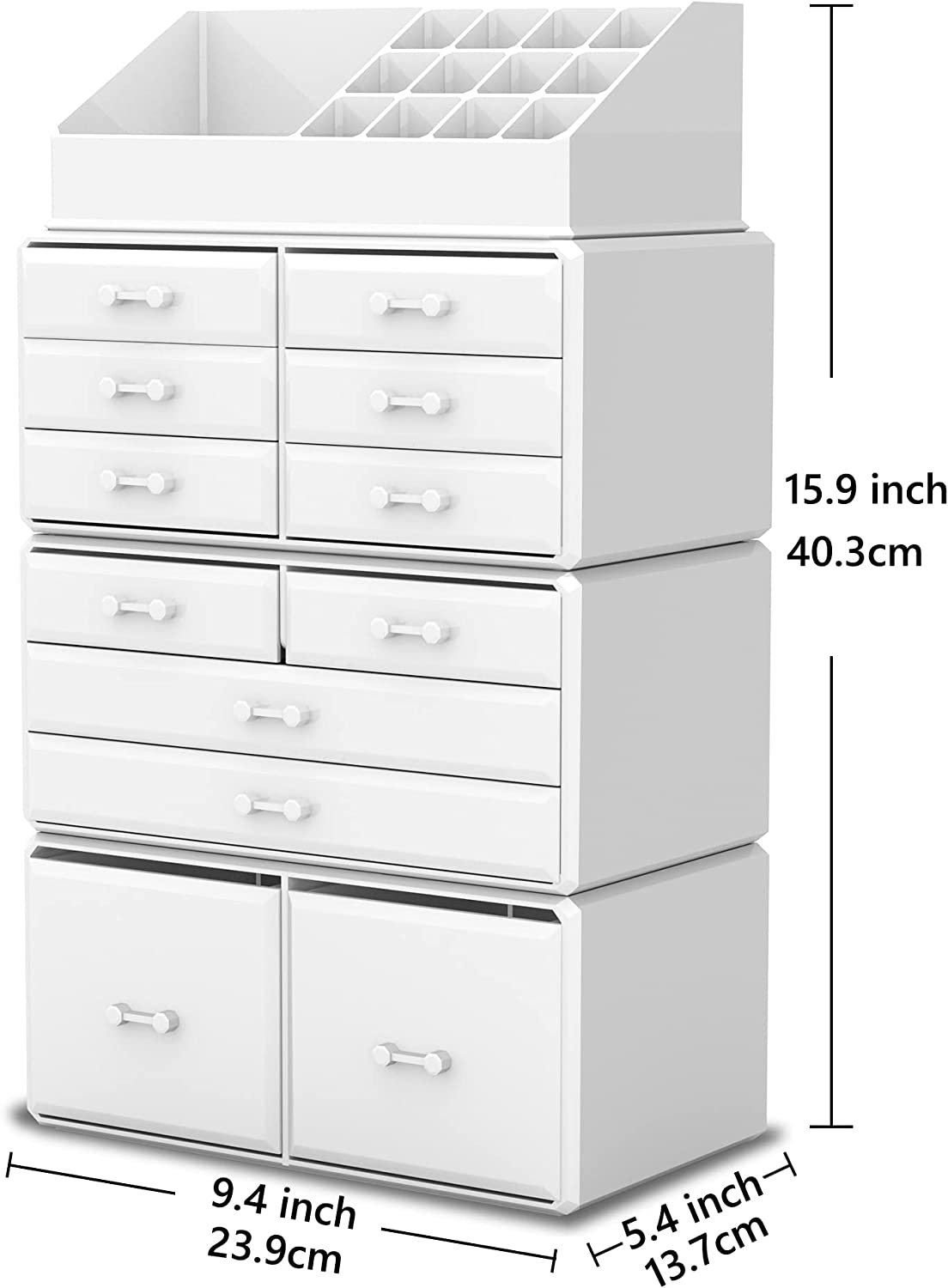 Makeup Cosmetic Organizer Storage with 12 Drawers Display Boxes (white) Storage Nook