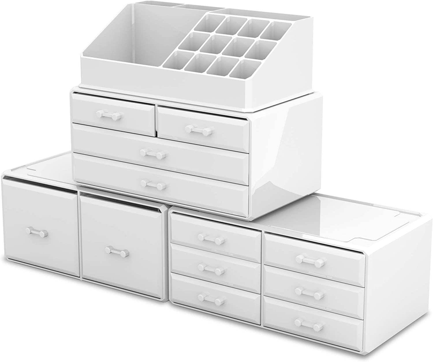 Makeup Cosmetic Organizer Storage with 12 Drawers Display Boxes (white) Storage Nook