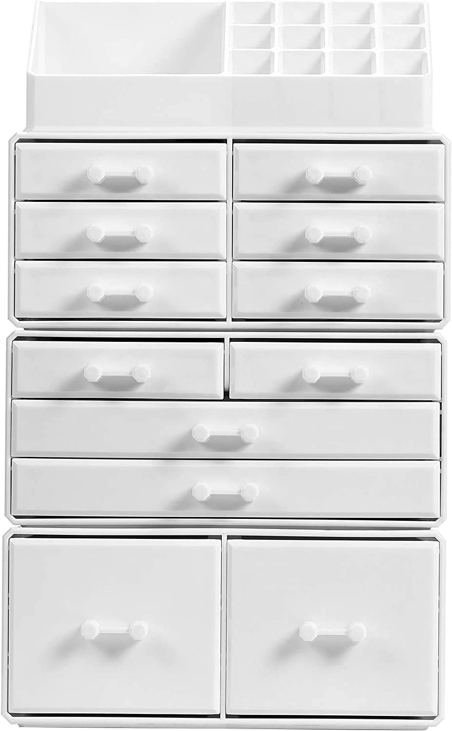 Makeup Cosmetic Organizer Storage with 12 Drawers Display Boxes (white) Storage Nook