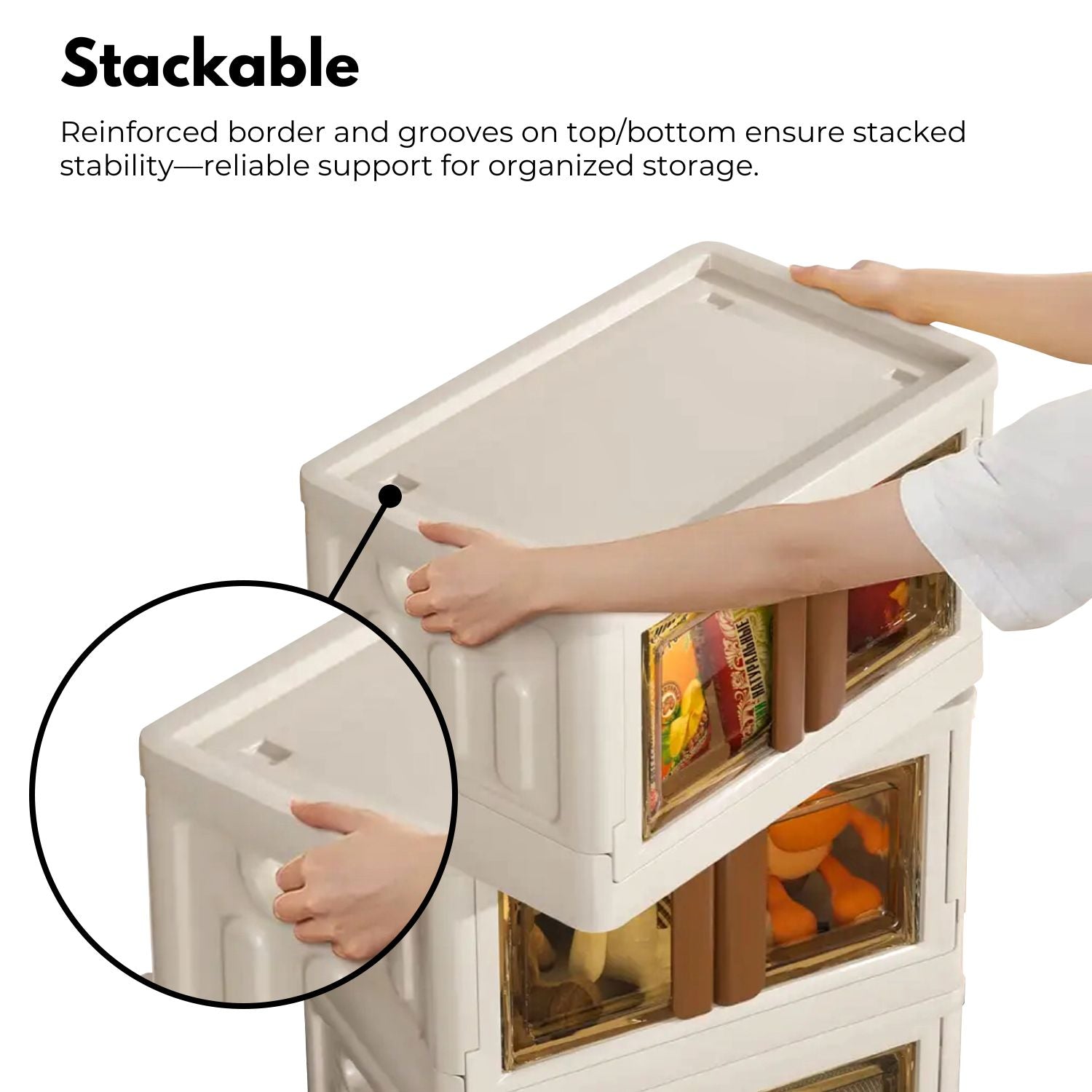 Storage Organiser Foldable 32L - Ivory/Brown StorageNook