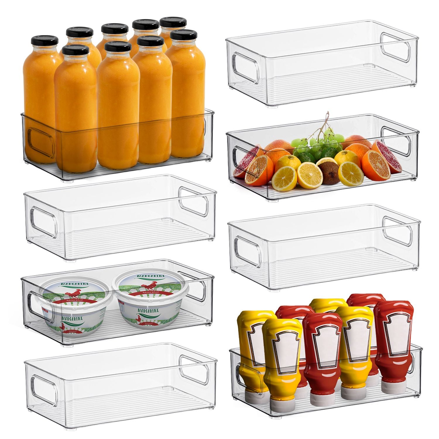 Set of 8 Clear Fridge Food Storage Containers storagenook