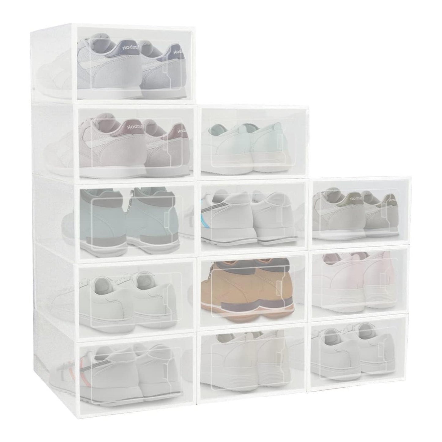 Plastic Shoe Box 12PCS Medium Size (White)