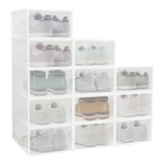 Plastic Shoe Box 12PCS Medium Size (White)