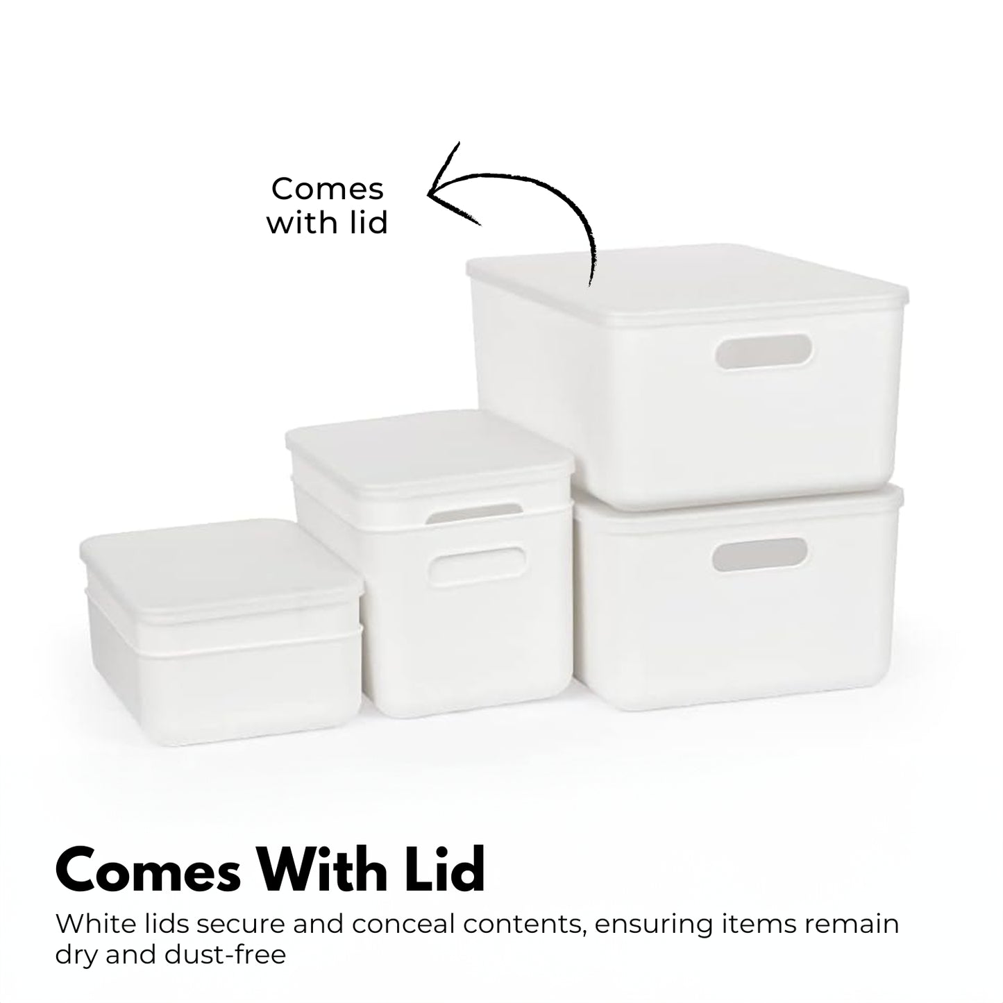 Plastic Kitchen Storage Bins with 4 Lids 6 Pieces - Beige StorageNook