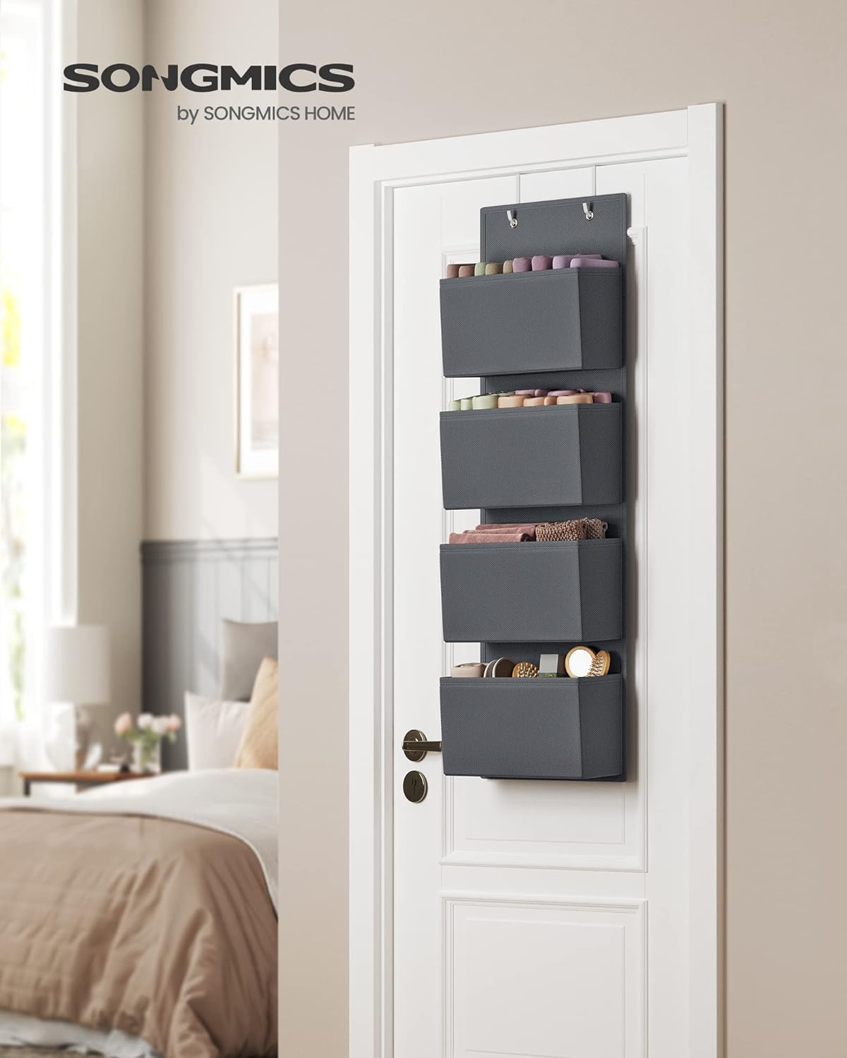 Hanging Closet Organizers and Storage with 4 Compartments Gray