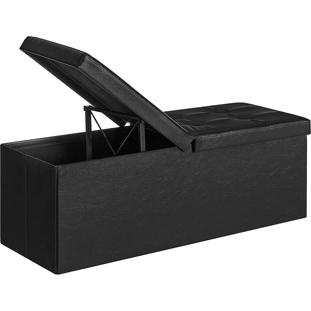 Storage Ottoman Bench with Flipping Lid - Black