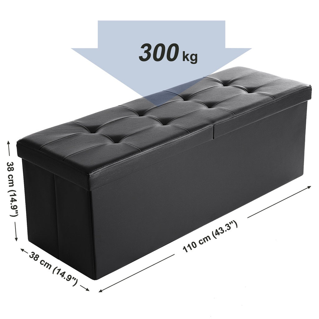 Storage Ottoman Bench with Flipping Lid - Black