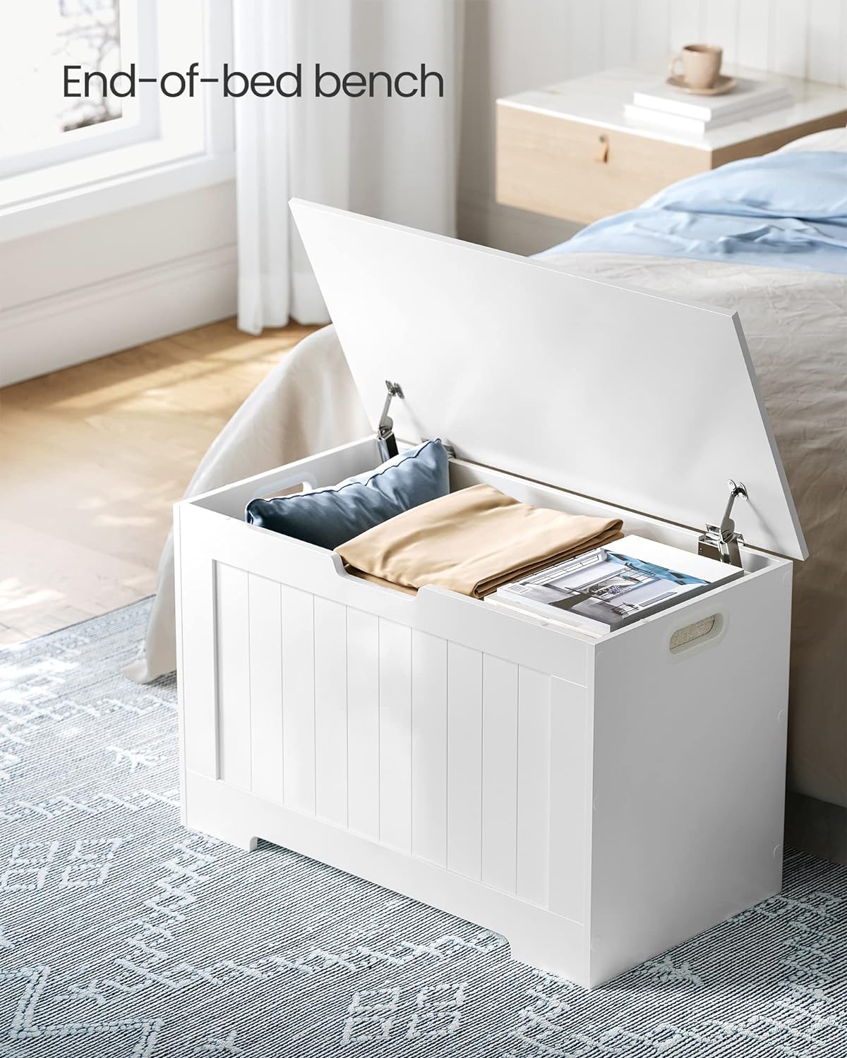 VASAGLE Storage Bench White StorageNook