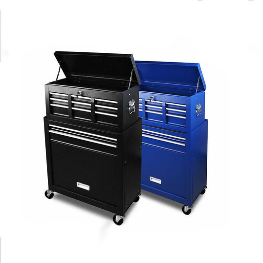 7-Drawer Tool Box Chest Cabinet Trolley - Heavy Duty Toolbox Garage Storage with Lockable Wheels BLACK