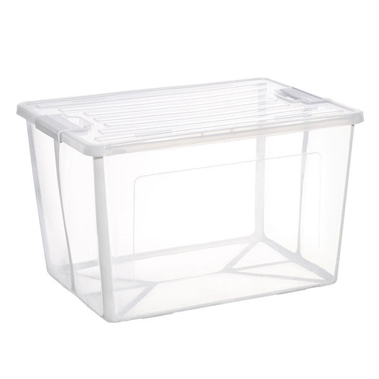 Foldable Storage Box with Lid 37 Litre Modular Clear Plastic Tub Collapsible