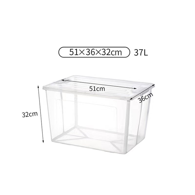 Foldable Storage Box with Lid 37 Litre Modular Clear Plastic Tub Collapsible