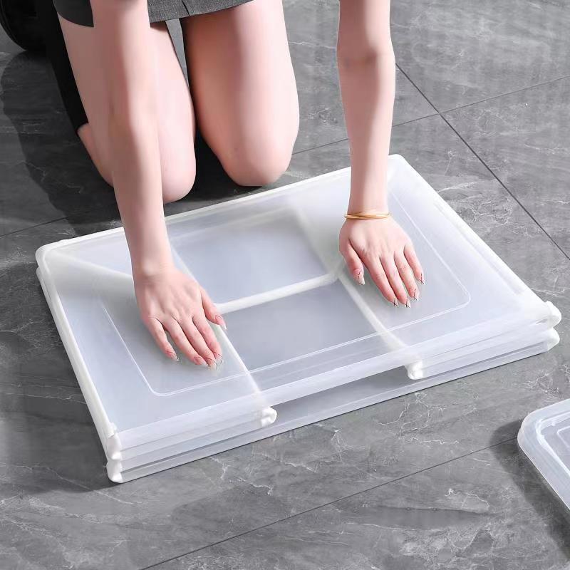 Foldable Storage Box with Lid 37 Litre Modular Clear Plastic Tub Collapsible