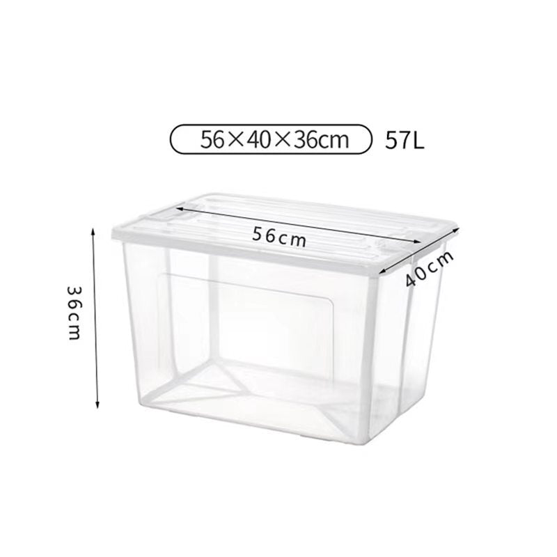 Foldable Storage Box with Lid 57 Litre Plastic Tub Collapsible Modular Clear