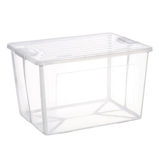 Storage Box with Lid Plastic 82 Litre Modular Clear Foldable