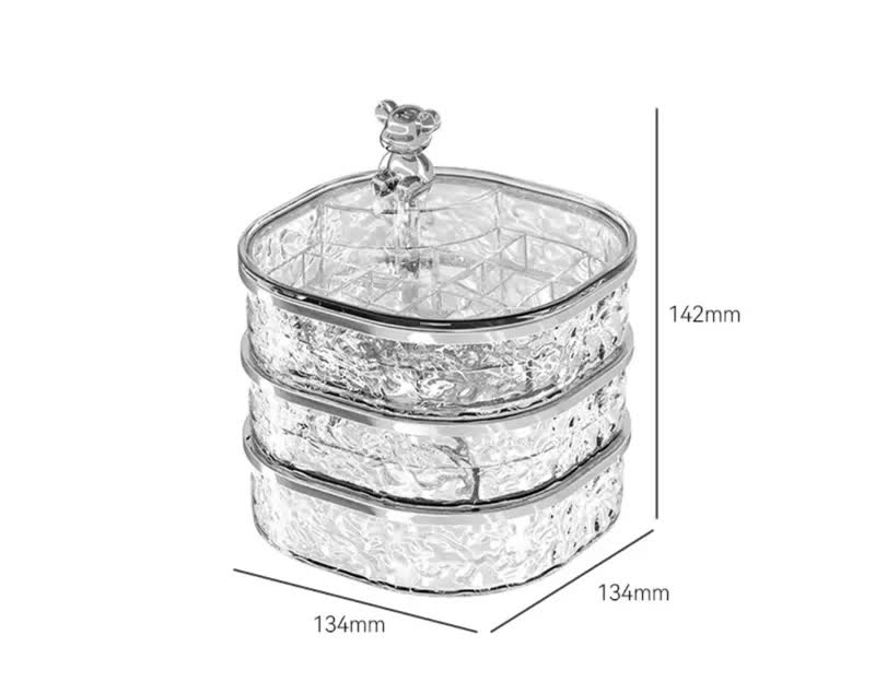 Stackable Jewelry Organizer with Bear Handle - 3-Tier Display Box for Accessories 