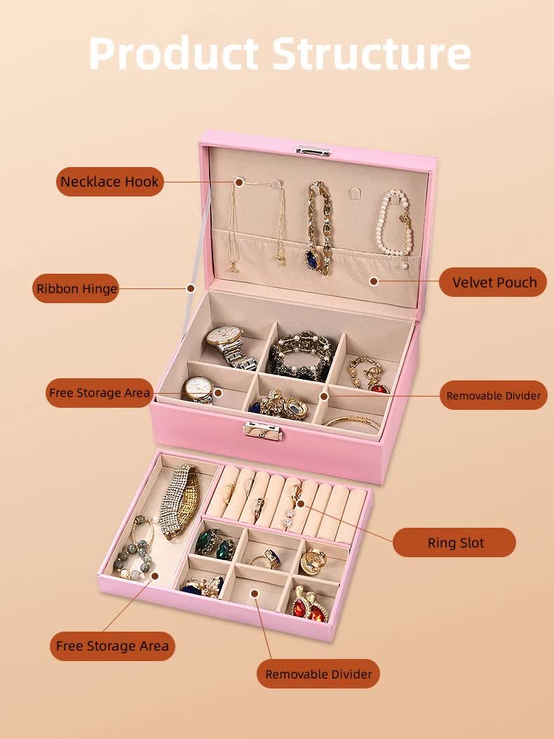 Luxury Jewelry Organizer Box - Elegant Multi-Compartment Storage Case