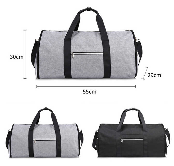 Black Multi-Functional Travel/Duffel Bag with Suit Storage, Foldable Garment Bag for Business Trips