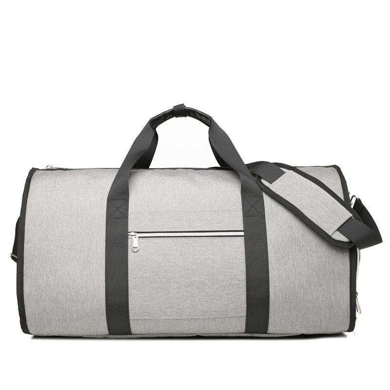 Grey Multi-Functional Travel Duffel Bag with Suit Storage, Foldable Garment Bag for Business Trips