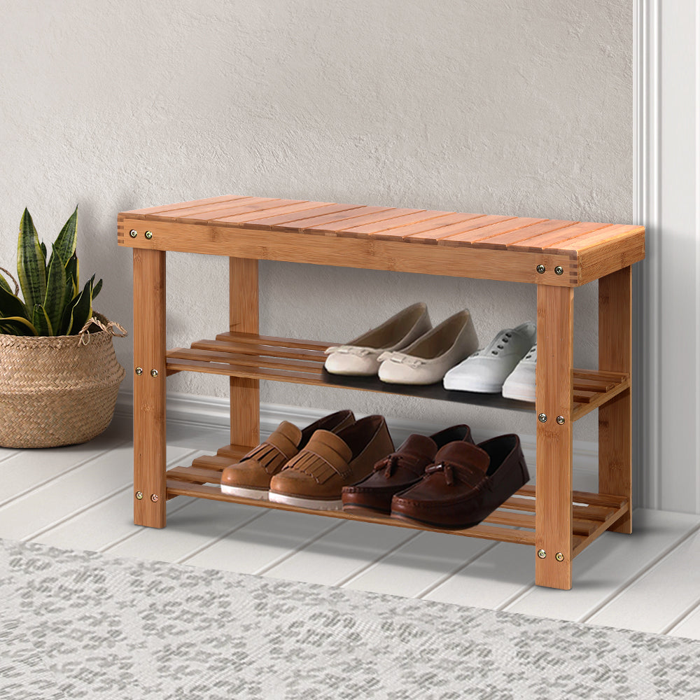 Shoe Rack Bamboo Wooden Bench Organiser