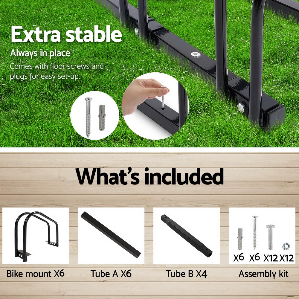 Weisshorn 6 Bike Stand Floor Bicycle Storage Black storage nook garage storage rack bike rack