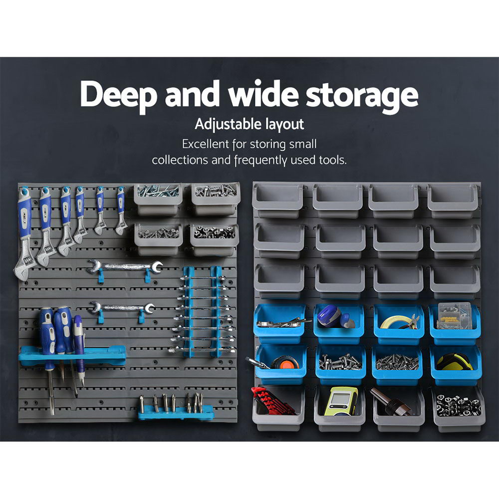 Wall-Mounted Storage Bin 88 Parts Rack Tool Garage Shelving Organiser Box