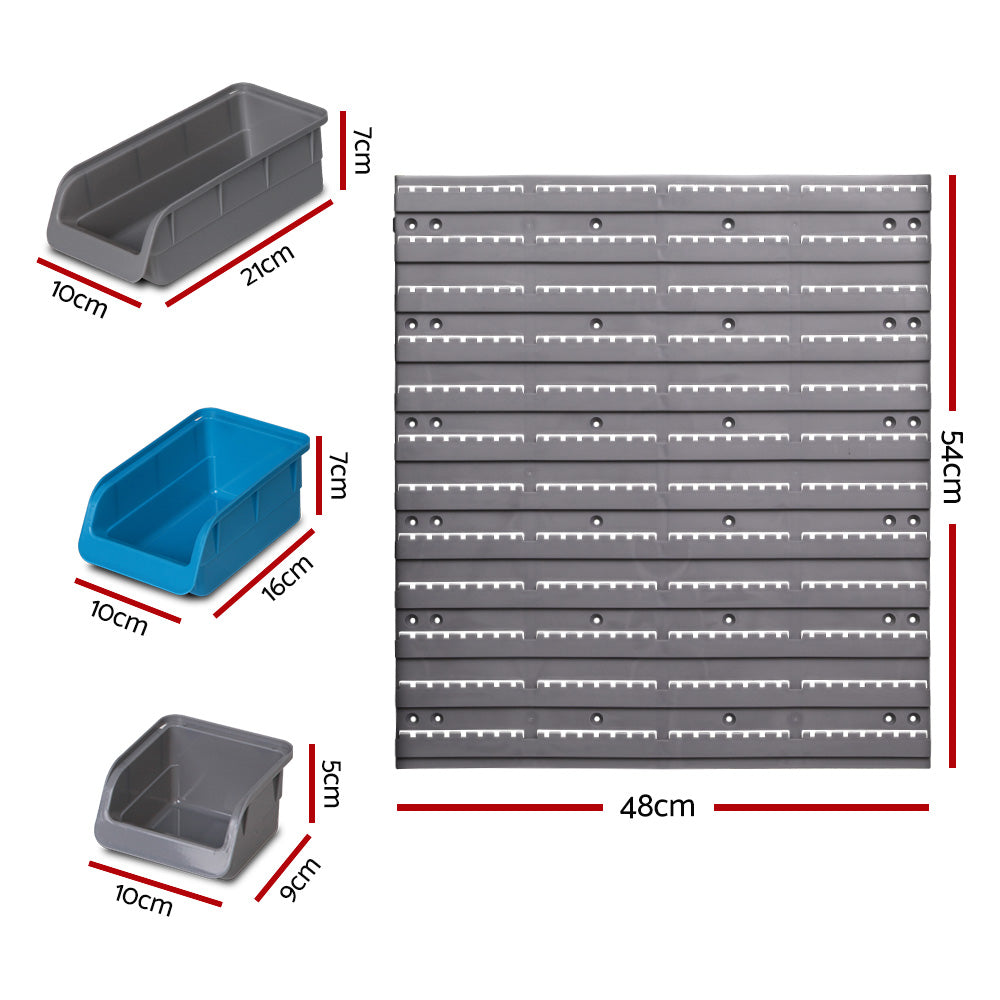 Rack Wall-Mounted Tool 96 Storage Bin  Parts Garage Shelving Organiser