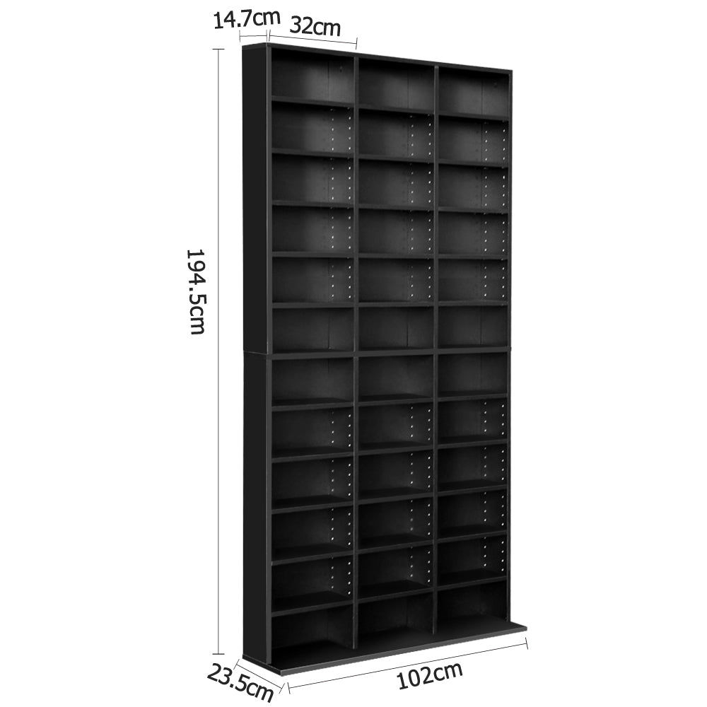 Book Storage Adjustable Shelf Rack Unit - Black