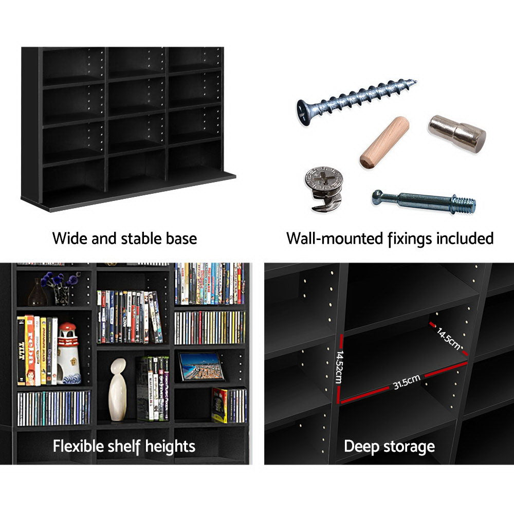 Book Storage Adjustable Shelf Rack Unit - Black