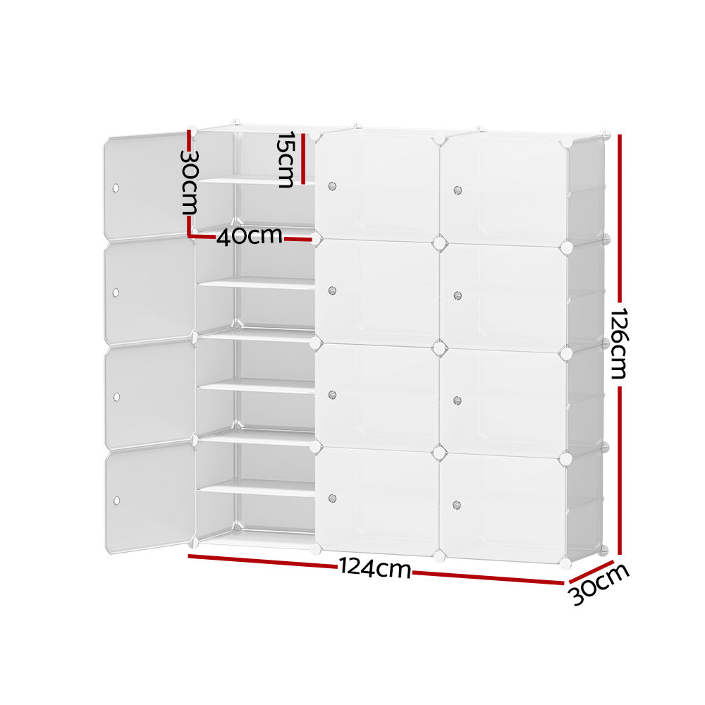 Shoe Cabinet Shoe Storage  12 Door - White