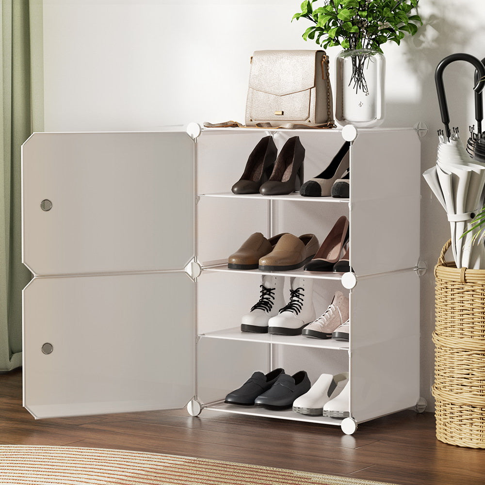 Artiss DIY Shoe Box Shoe Cabinet White Storage Cube Portable Organiser Stand Storage Nook Home Storage Solutions 