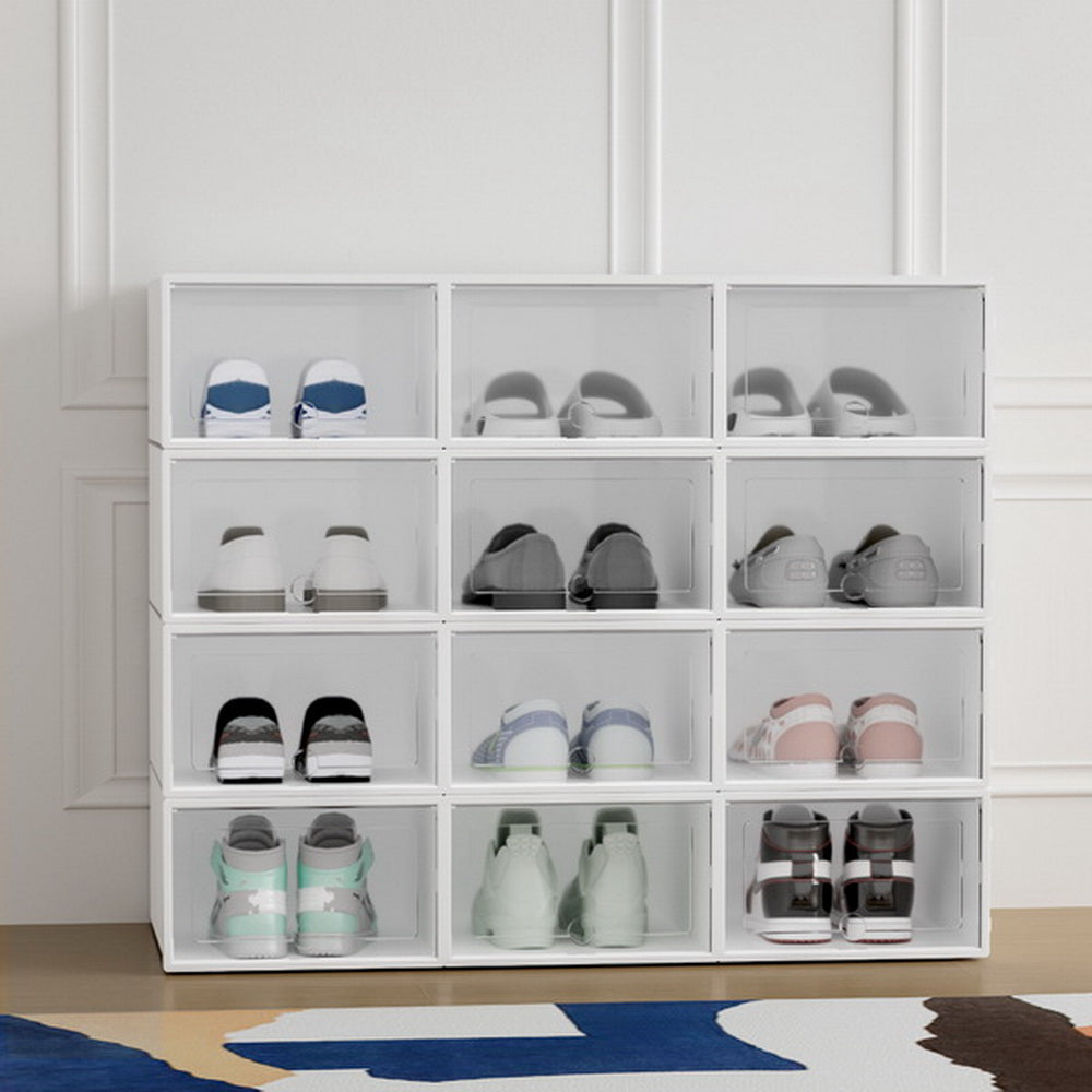 Storage Case Stackable Plastic Shoe Cabinet Cube White