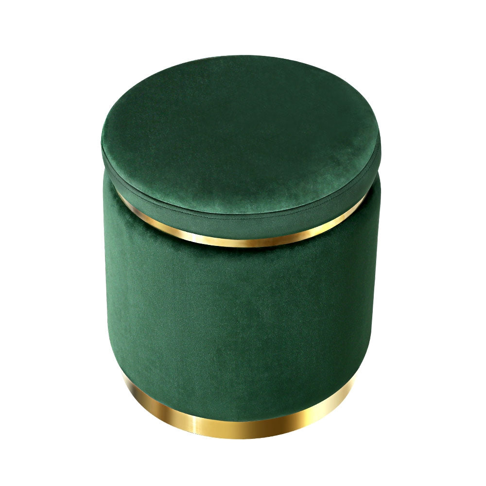 Storage Nook Round Velvet Ottoman Foot Stool Foot Rest Pouffe Padded Seat Footstool