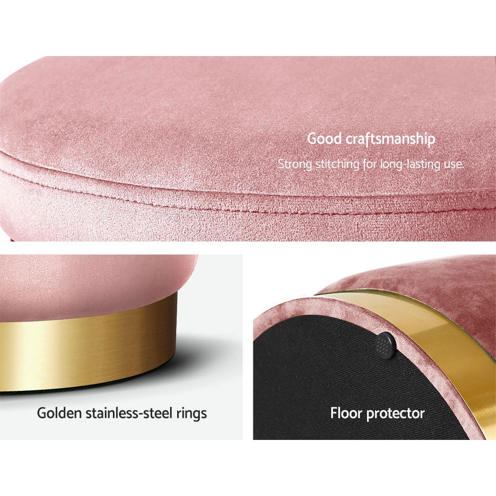 Velvet Ottoman Foot Stool - Pink