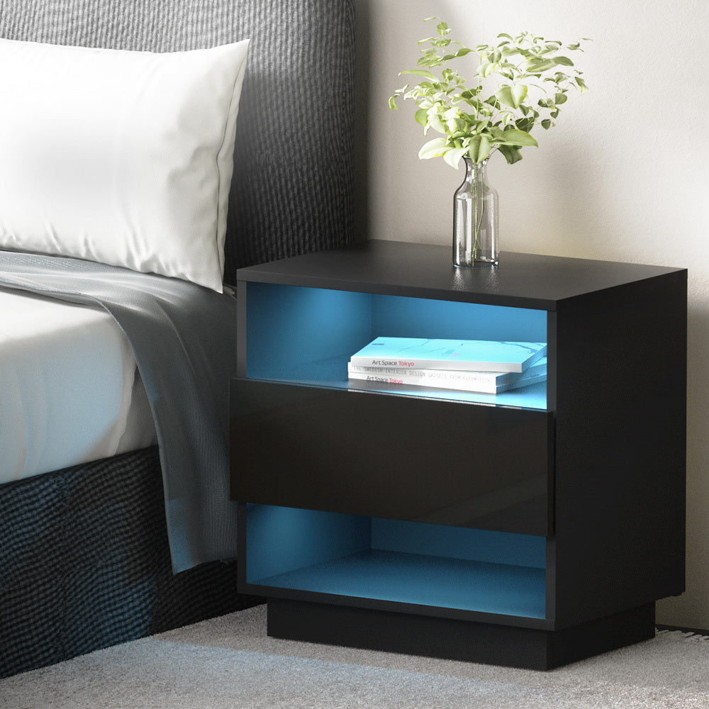 bedroom storage, bedside table, storage nook