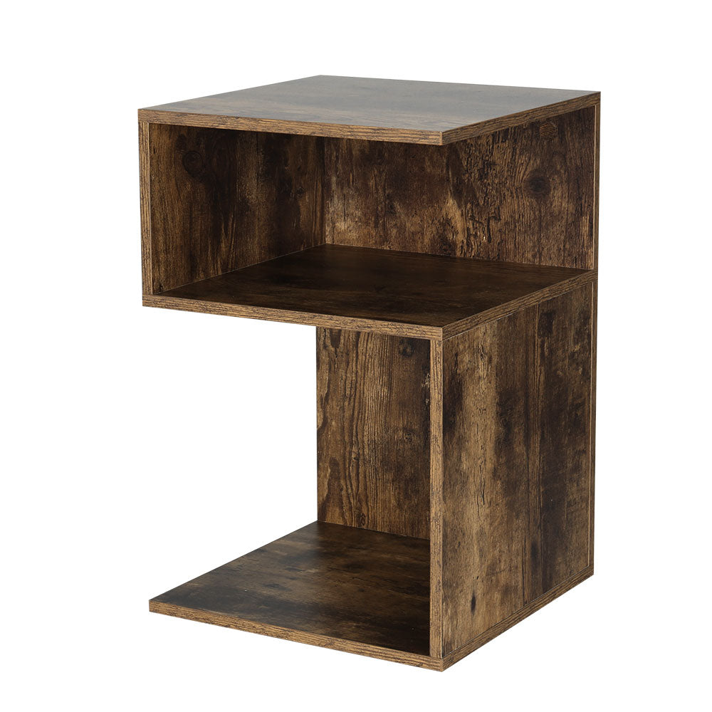 Bedside Table 2 Shelves Lamp Table - Rustic Oak