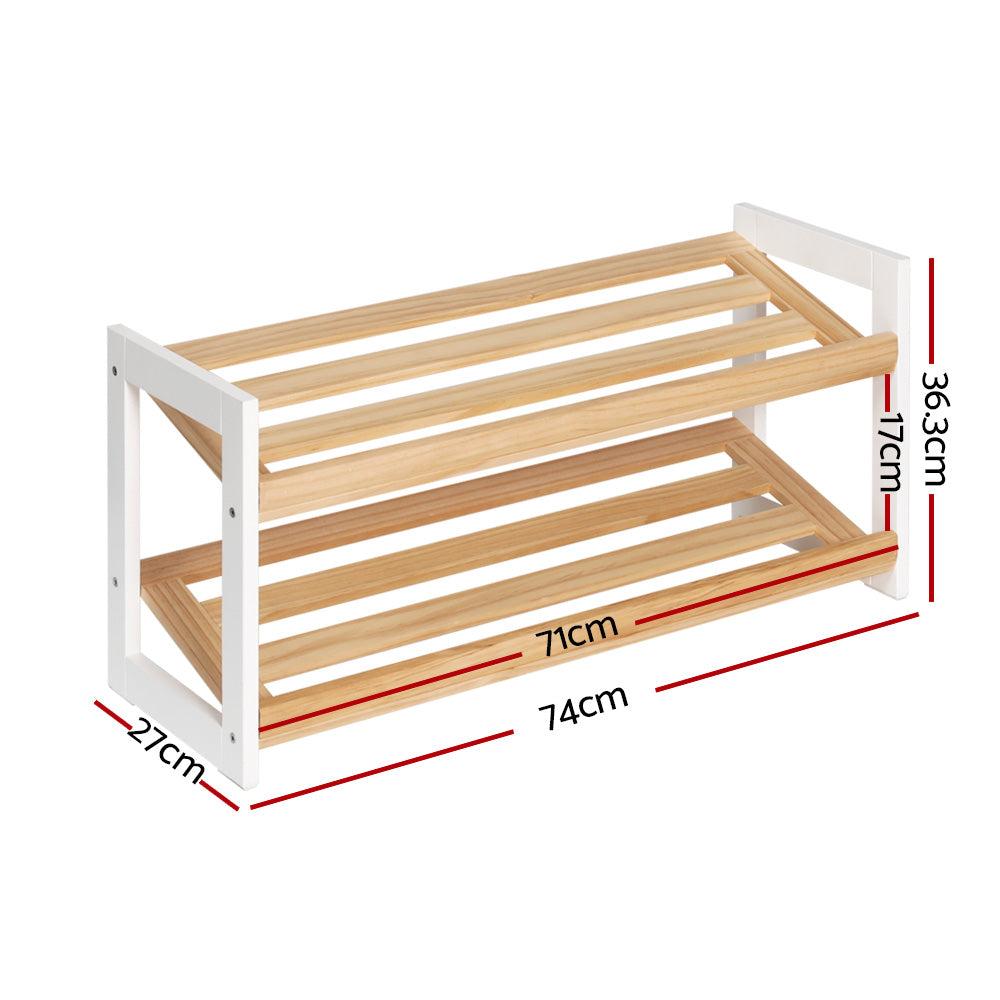 Shoe Rack Wooden Storage 2 Tier Storage Nook