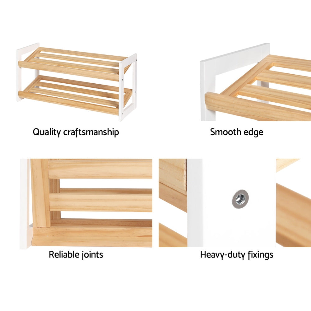 Shoe Rack Wooden Storage 2 Tier Storage Nook