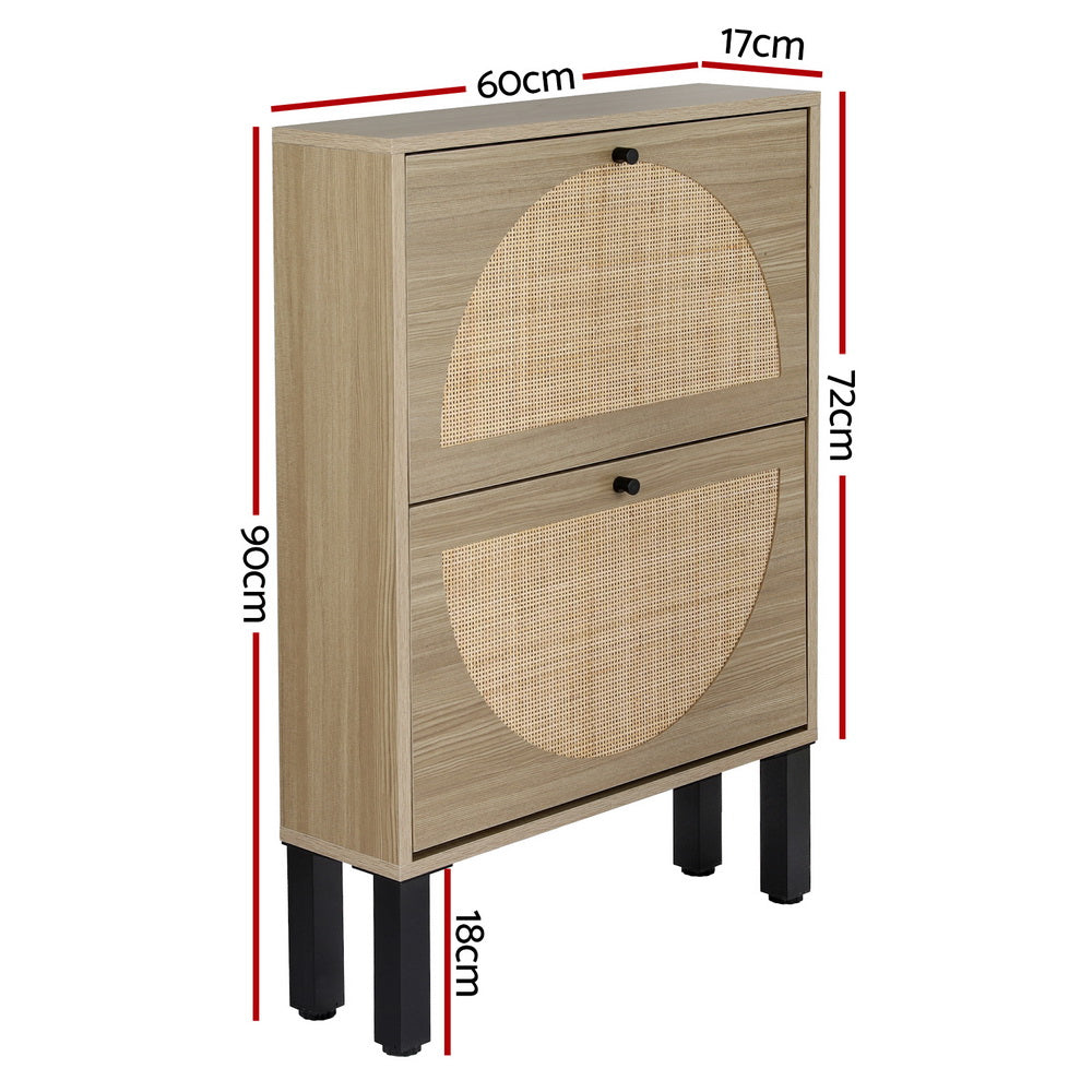 Shoe Cabinet Rattan 2 draw (up to 6 pairs) STORAGE NOOK