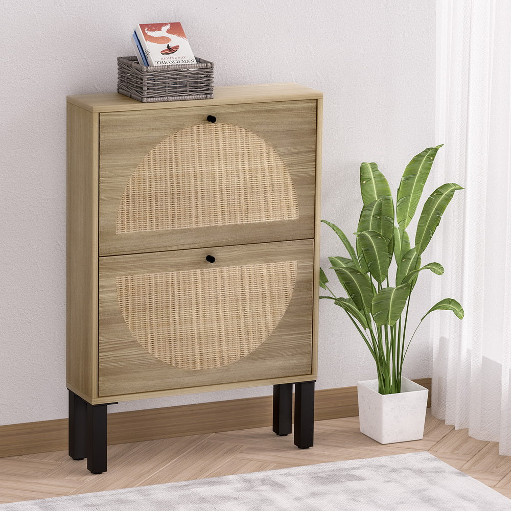 Shoe Cabinet Rattan 2 draw (up to 6 pairs)