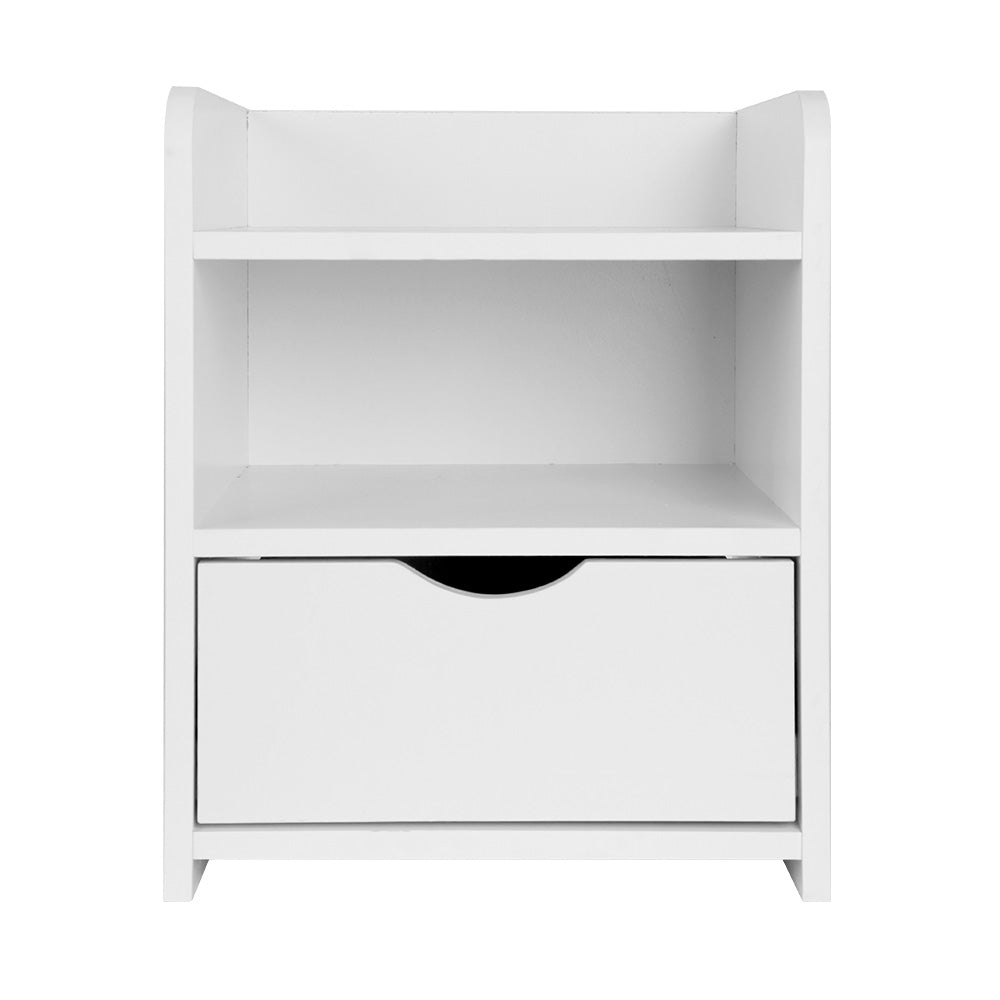 Bedside Table with Drawer - White