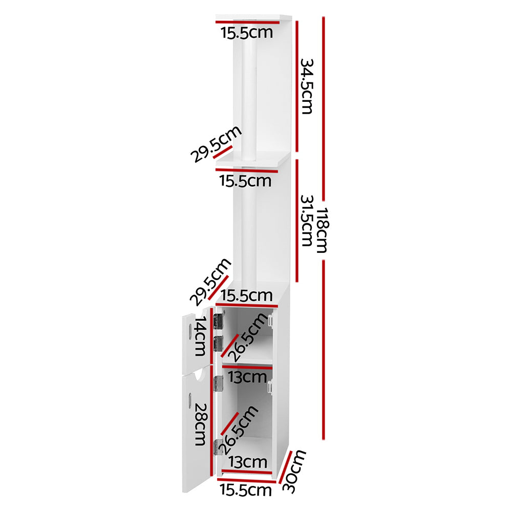 Bar Table Storage Cabinet Wine Rack - White